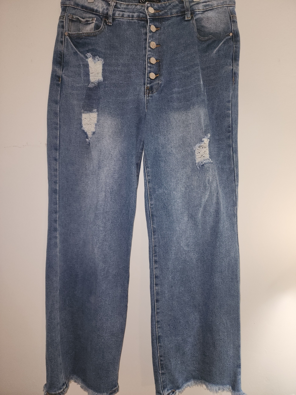 One Republic For All Classic High-Rise Distressed Wide-Leg Jeans - Blue Size 16